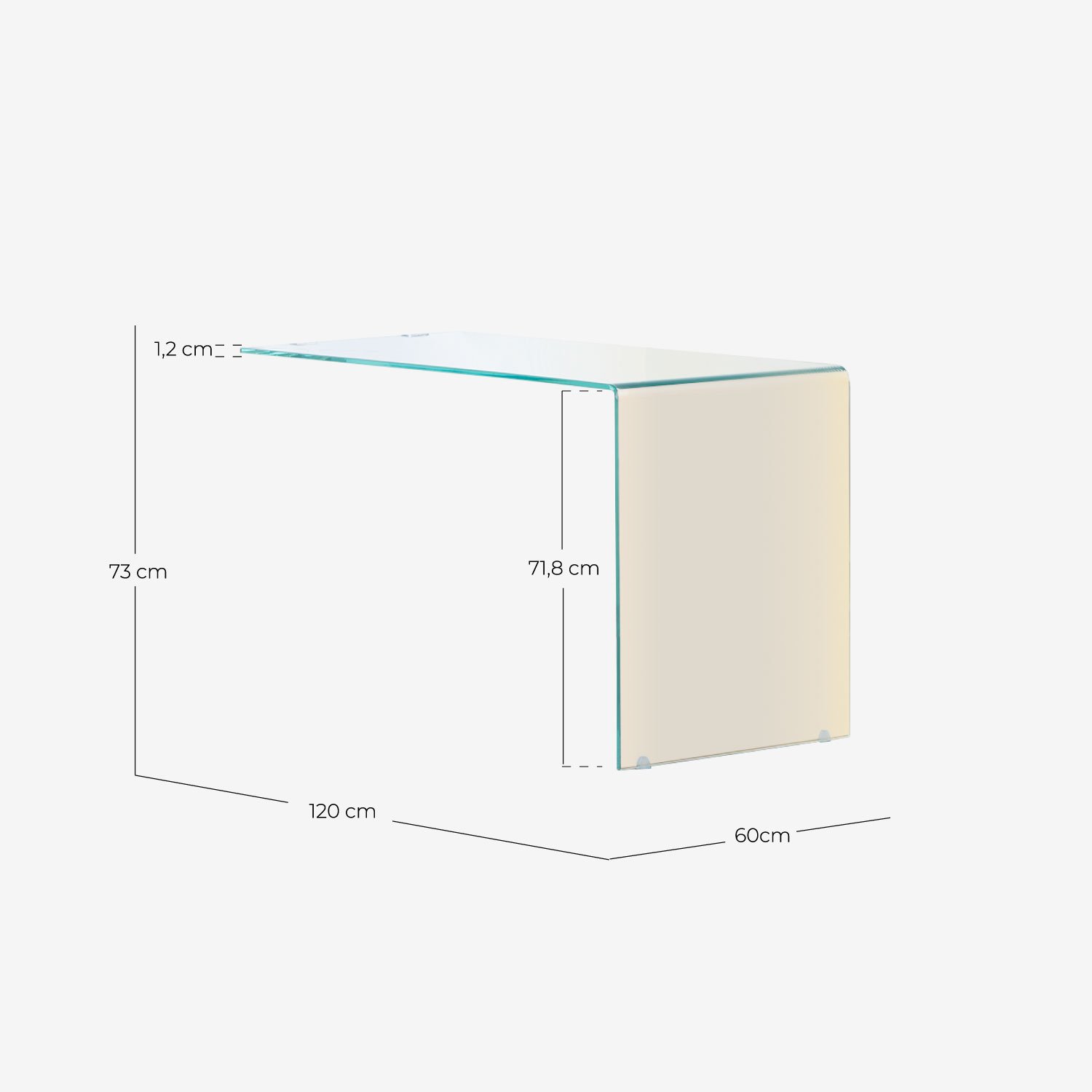Tempered Glass Desk Iris, measurements