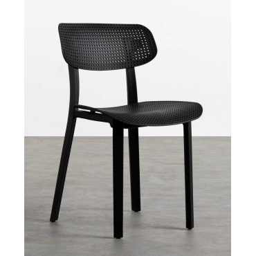 Pack 4 Polypropylene Dining Chairs Dasi Rejilla Black - The Masie