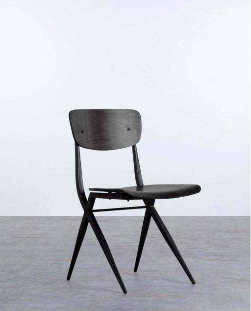 Pack 2 Ticher Wood and Metal Dining Chairs