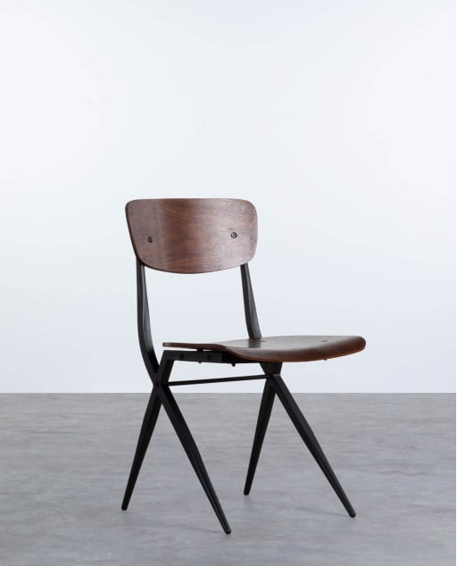 Pack 2 Ticher Wood and Metal Dining Chairs