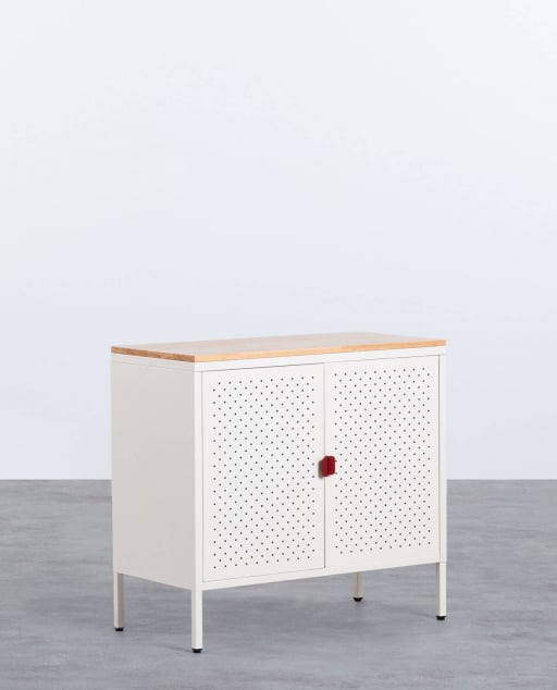 Low Sideboard 2 Doors in Laminated Steel and Pine Wood Varys