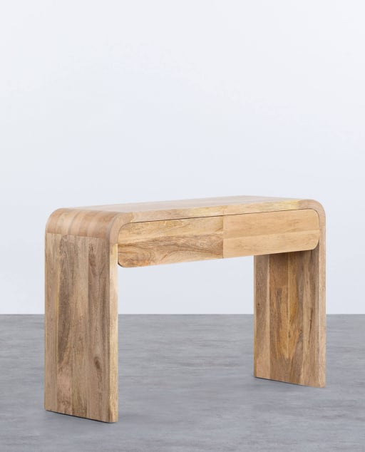 Console with Two Drawers of Mango Wood (120x40 cm) Vanilla