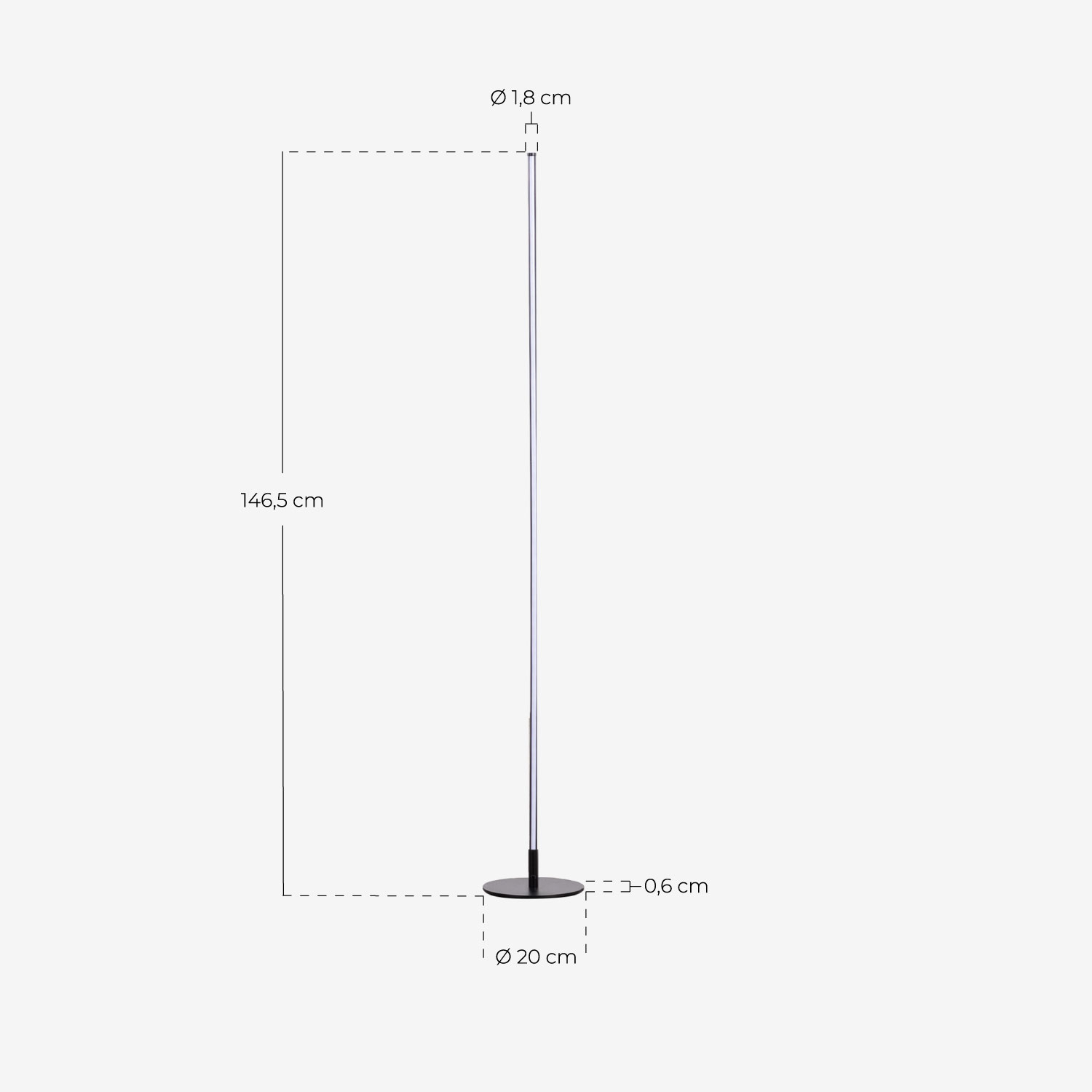 Marey Metal LED Floor Lamp, measurements