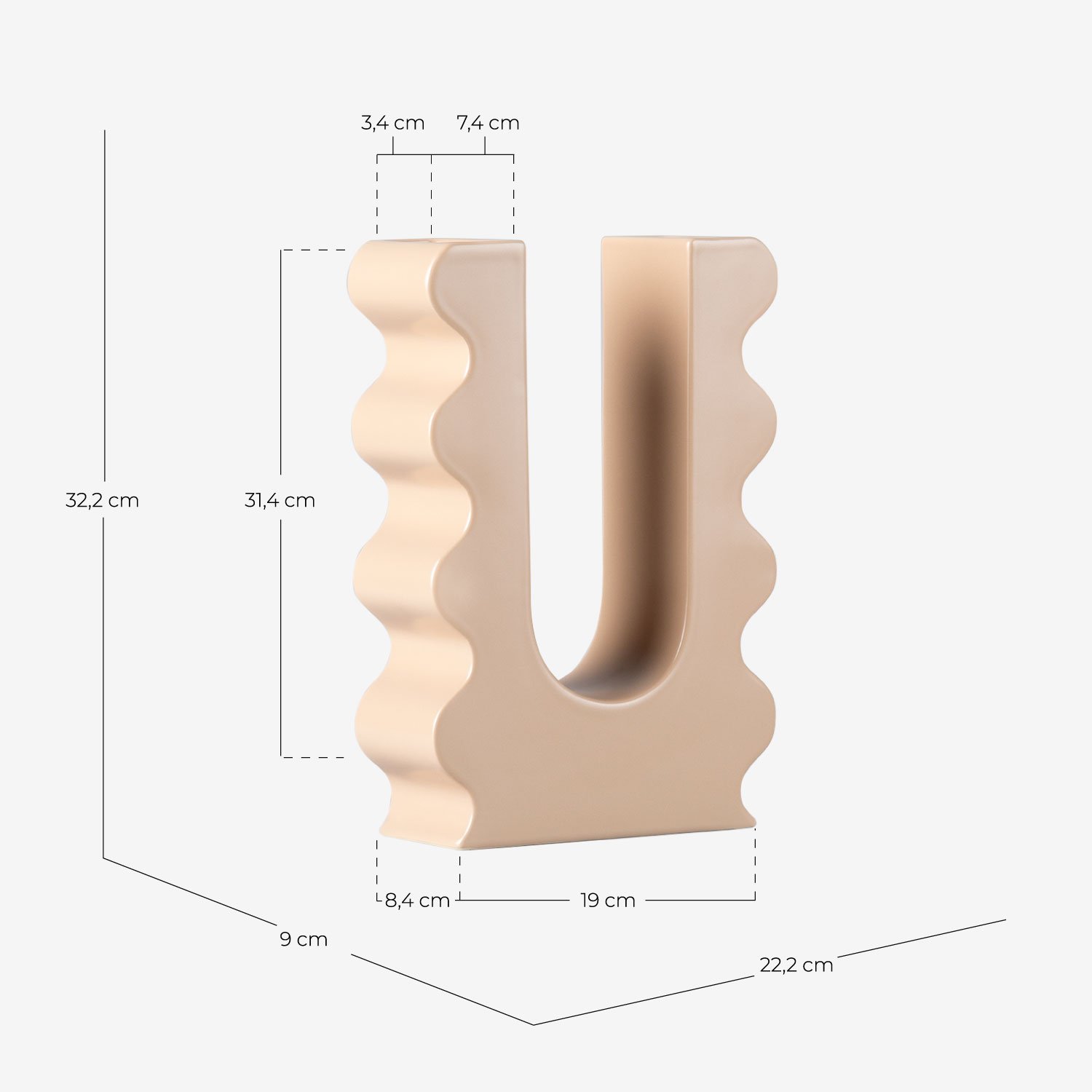 Dolomite Vase Olas, measurements