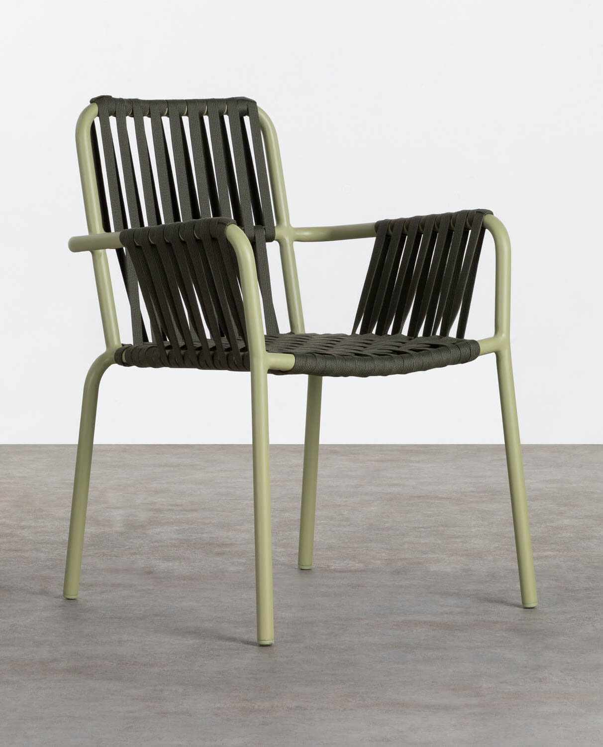 Pack 4 Dining Chairs with Aluminium Armrests and Rope Drian Trend, gallery image 1