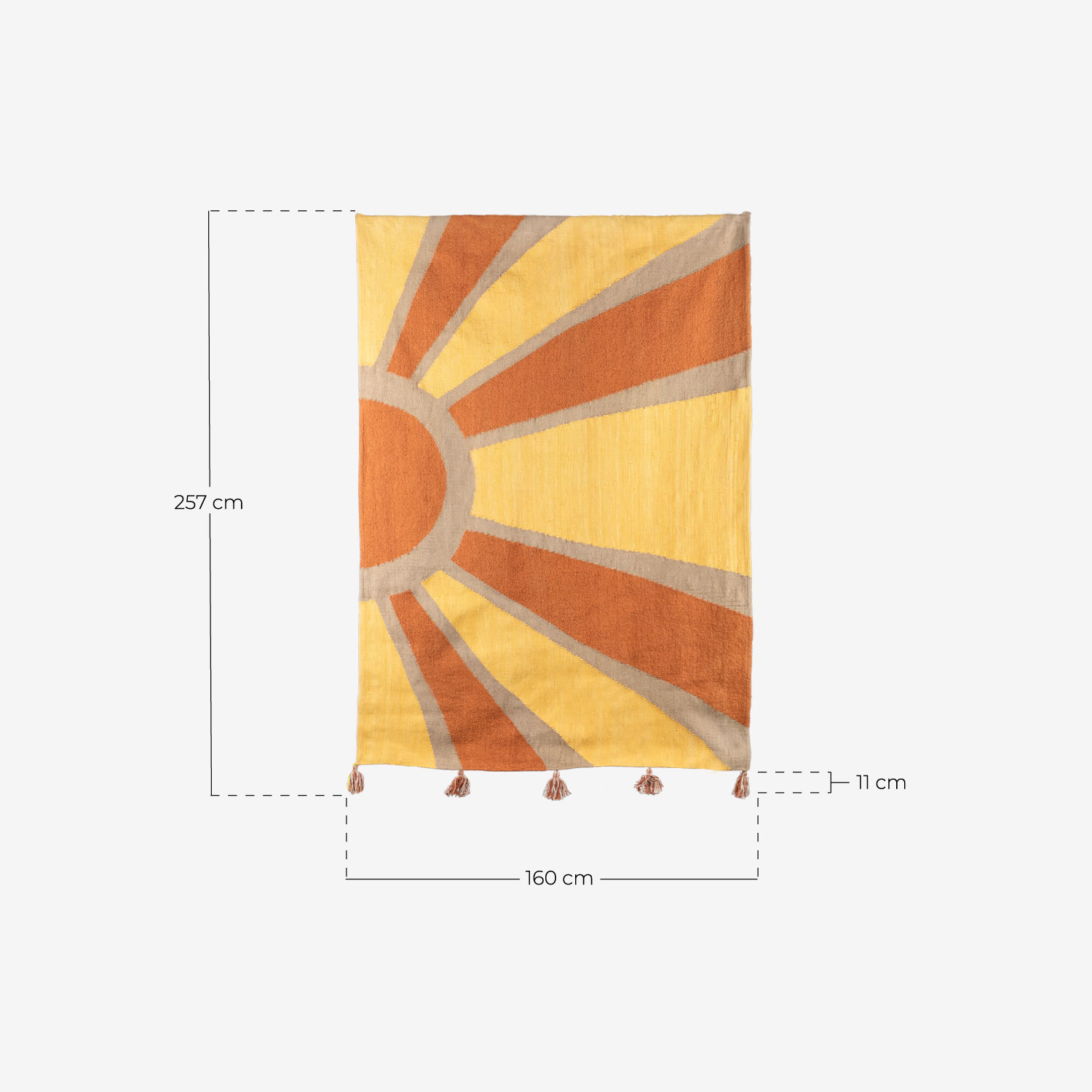 Handmade Wool and Cotton Rug (257X160 cm) Alba, measurements