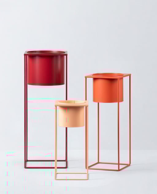 Set of 3 Round Metal Planters Cosme