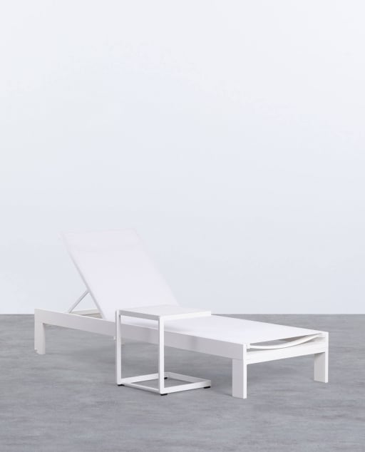 Aluminum Lounger and Side Table Set (40x40 cm) New Kreta