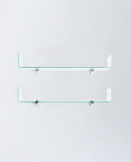 The Set of 2 Curved Glass Wall Shelves Iris - Clear glass