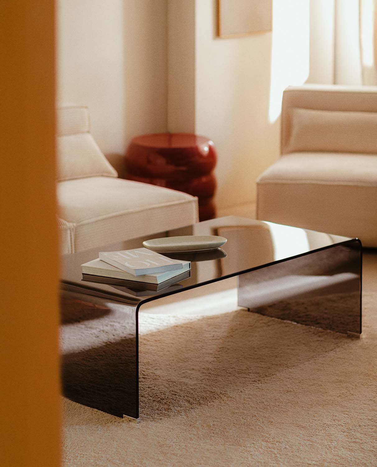 Rectangular Coffee Table in Tempered Glass (120x60 cm) Curve, gallery image 2