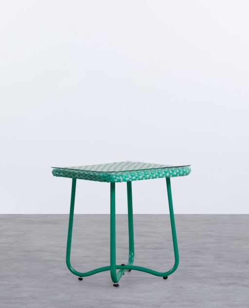 Aluminium and Tempered Glass Side Table (45x45 cm) Roys