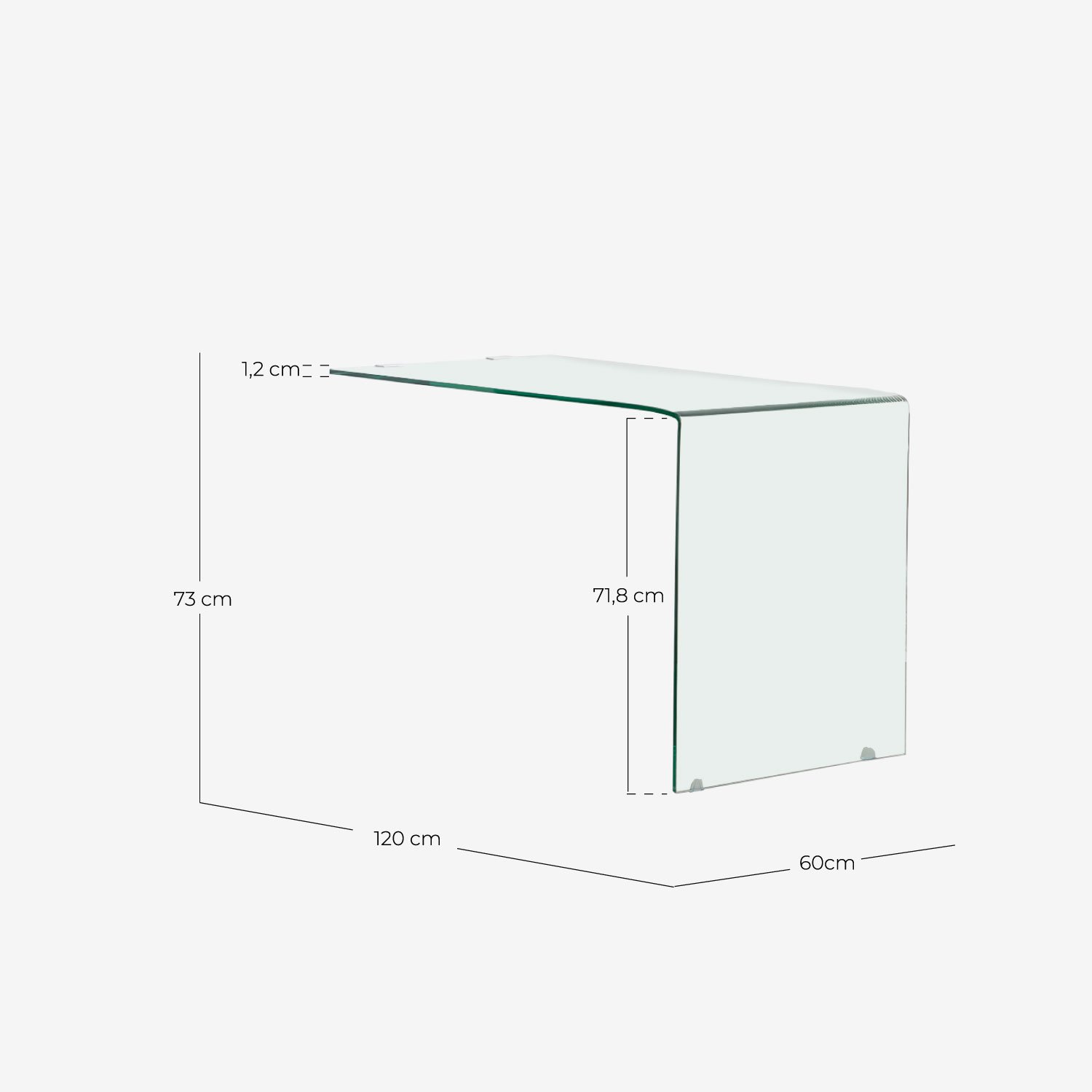 Tempered Glass Desk Iris, measurements