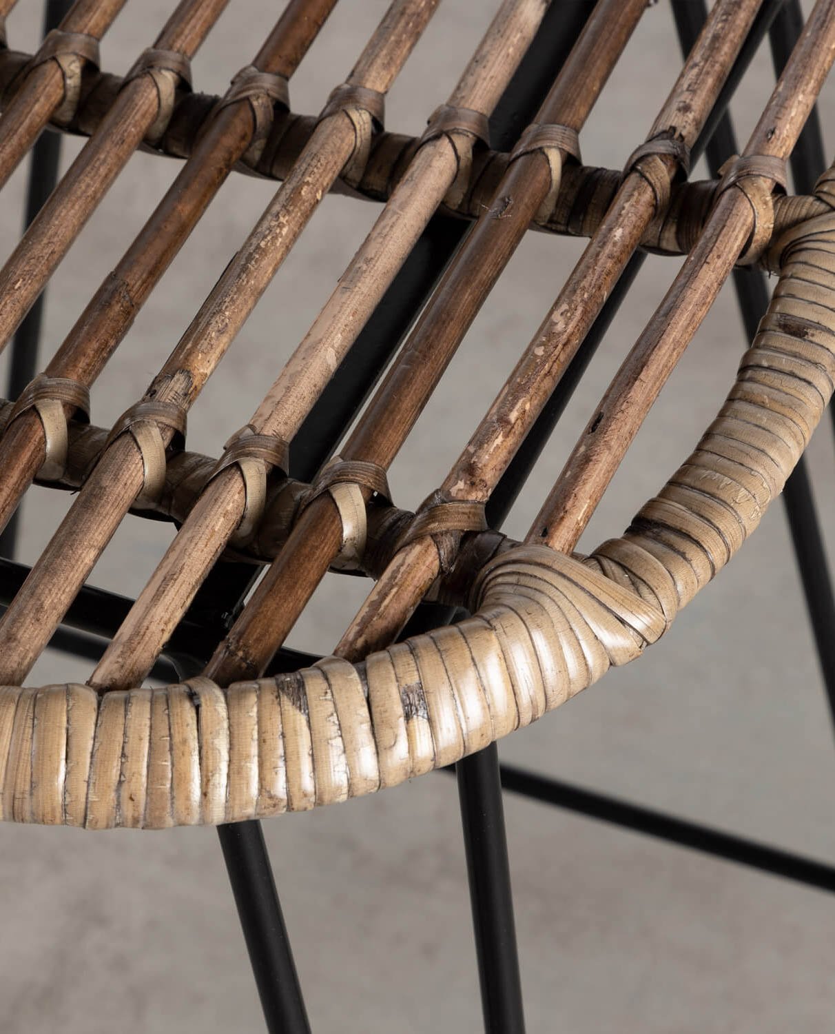 Pack 2 High Stools in Natural Rattan and Metal (78 cm) New Aire, gallery image 3055887