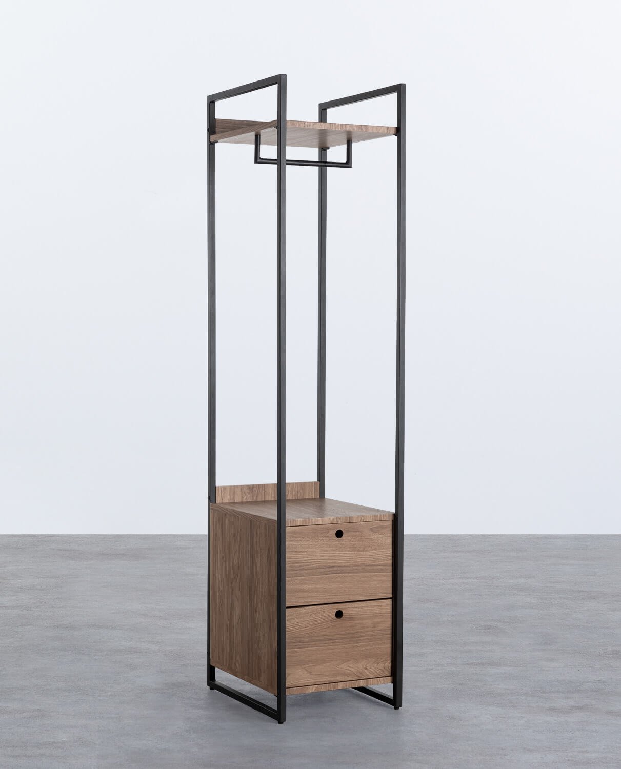 Standing Coat Rack with two Metal and Wooden Drawers 180x40 cm Mirey themasie