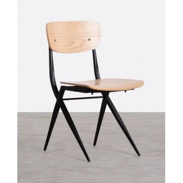 Ticher Wood and Metal Dining Chair Natural Wood - The Masie