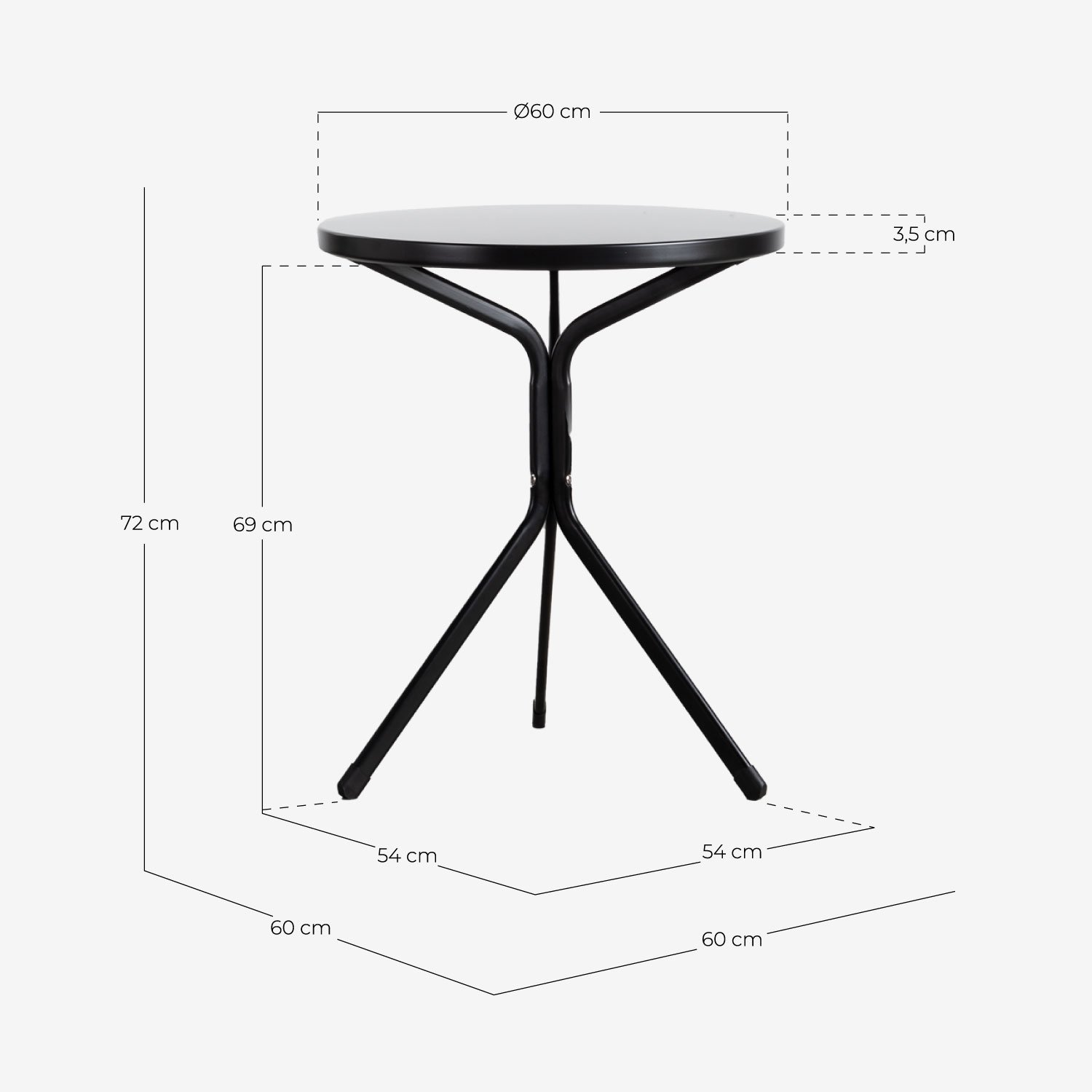 Round Metal Table (Ø60 cm) Enlo, measurements
