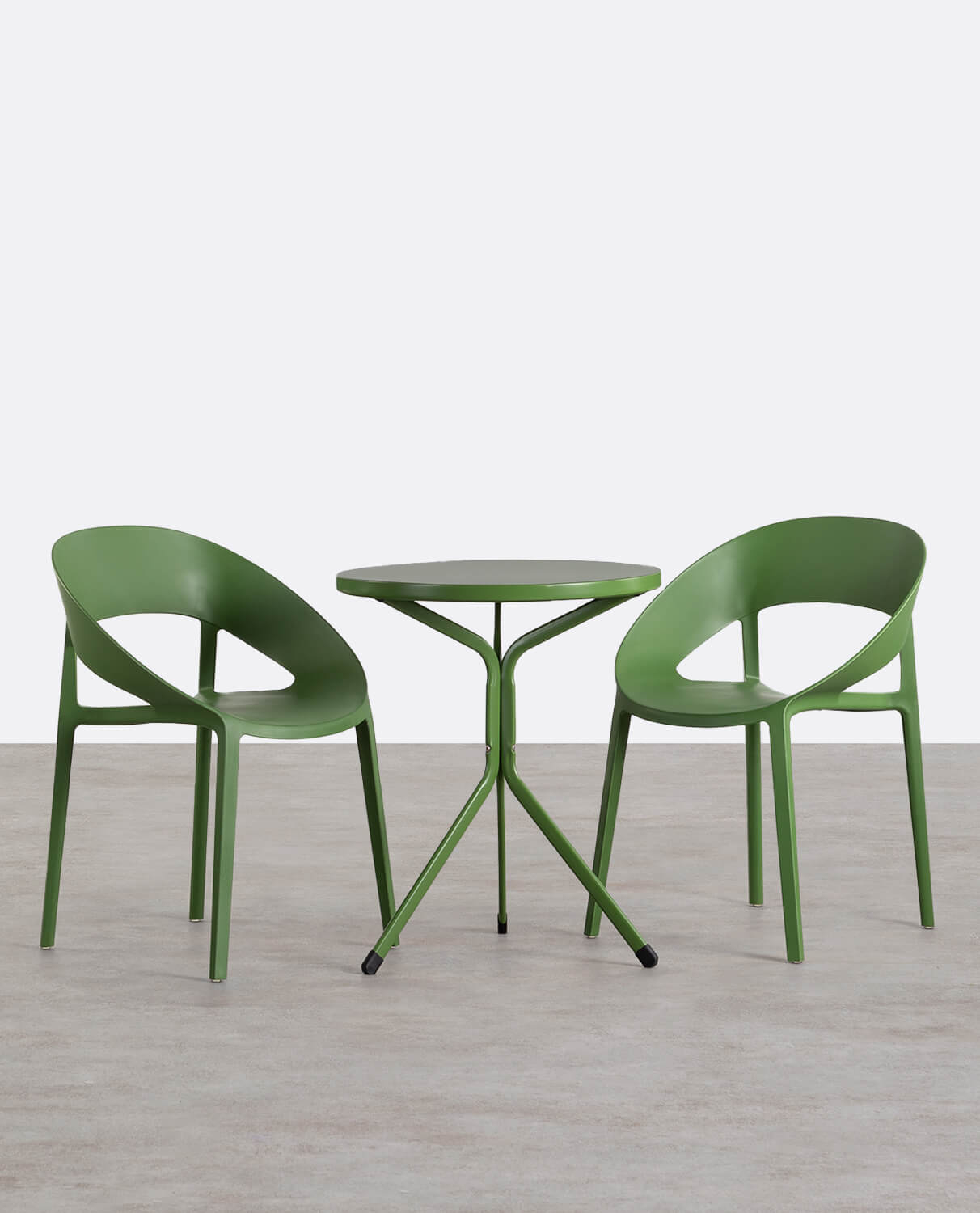 Set of Round Metal Table Enlo and 2 Polypropylene Chairs Lara, gallery image 1