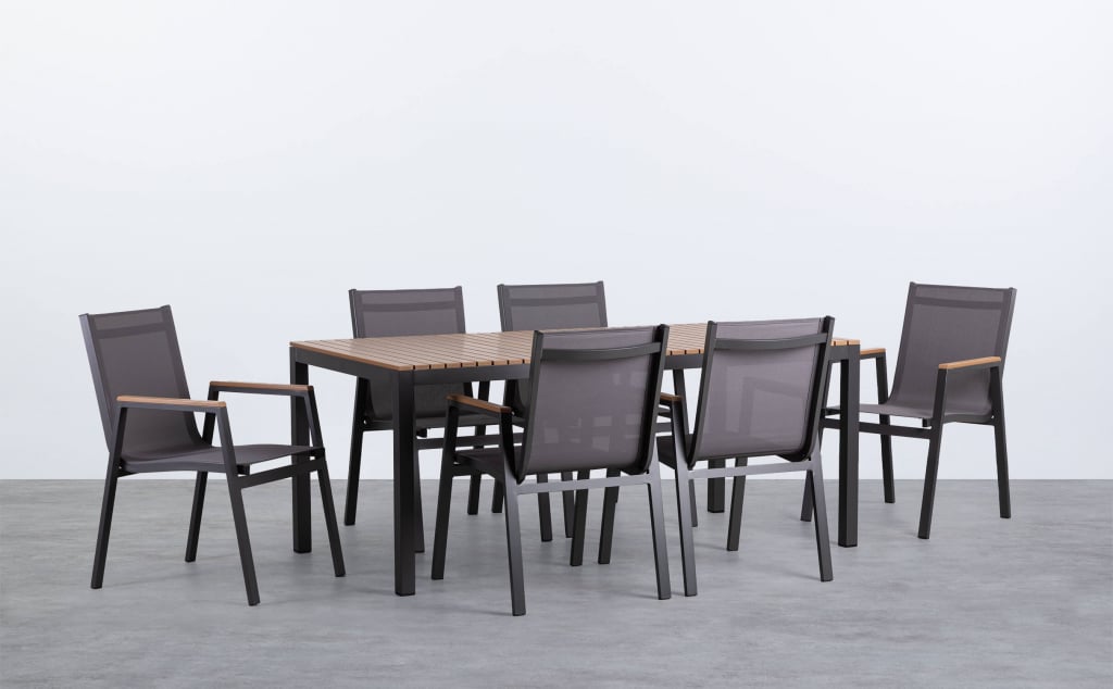 Aluminium Table and 6 Outdoor Chairs Set Korce