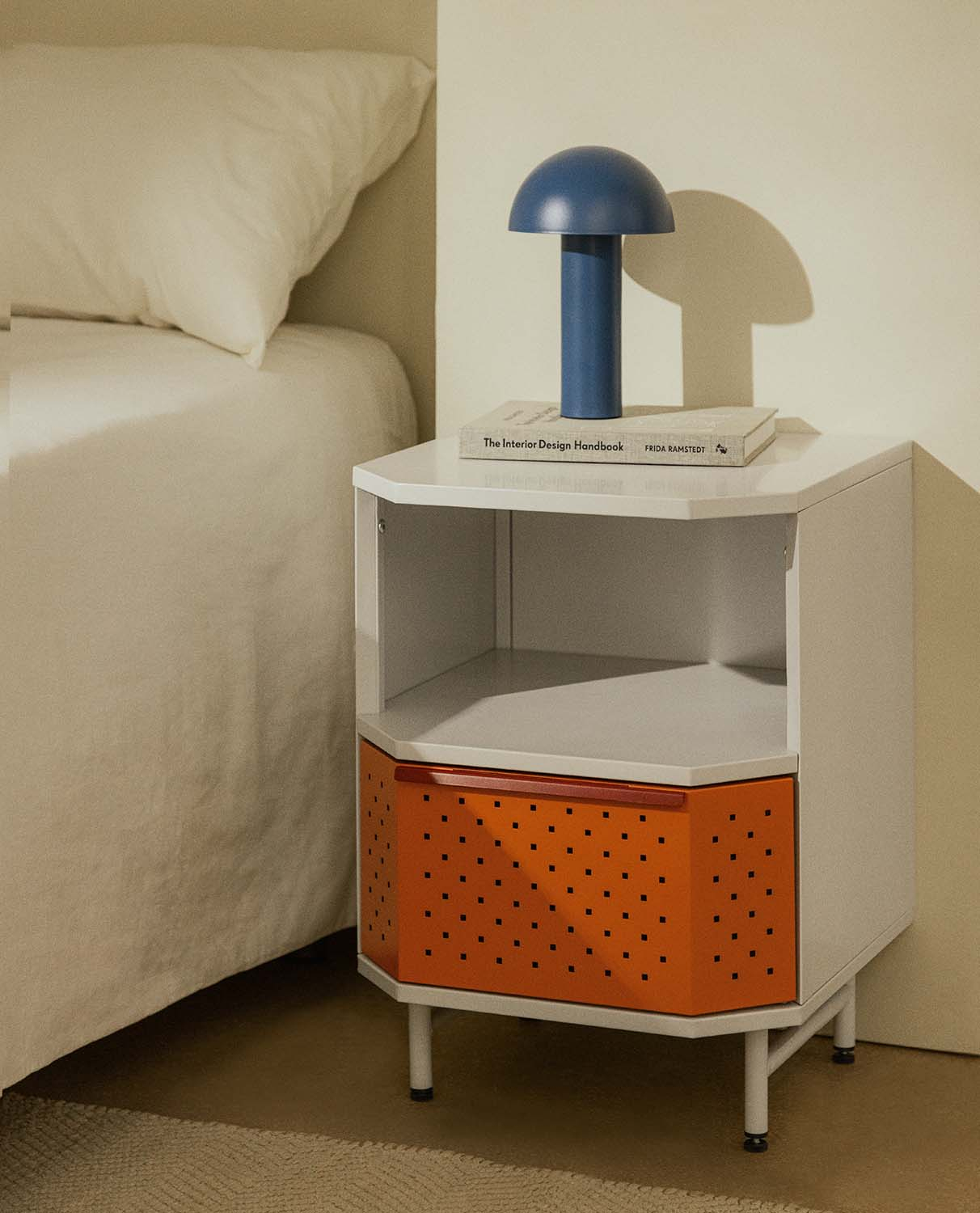 Laminated Steel Bedside Table with Drawer (40x41 cm) Kepa, gallery image 2