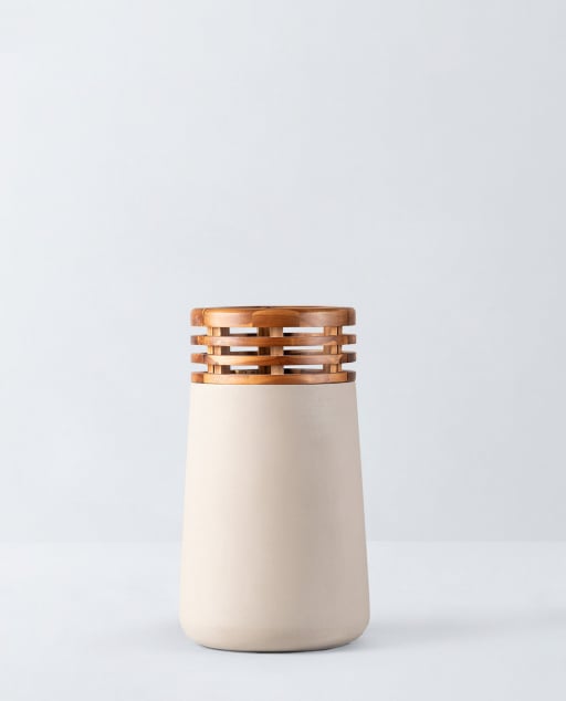 Concrete and Acacia Wood Planter L (56xØ31 cm) Hazan