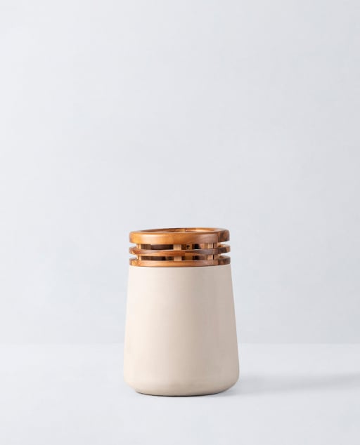 Concrete and Acacia Wood Planter M (43xØ31 cm) Hazan