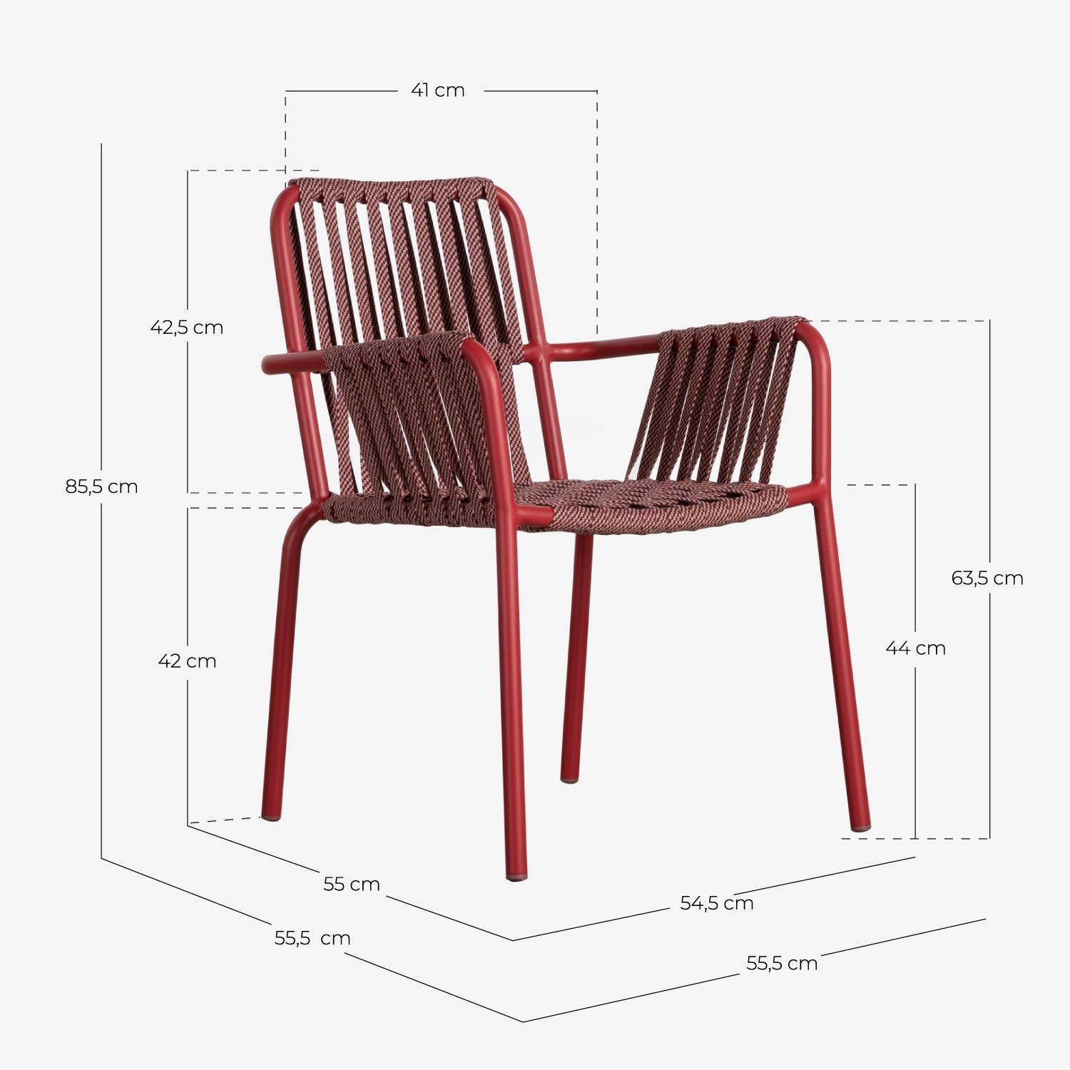 Aluminium and Rope Dining Chair Drian Trend, measurements