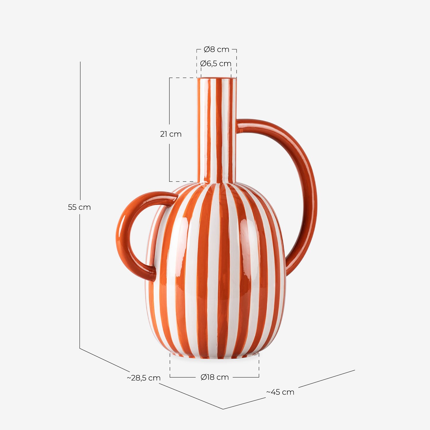 Tall Dolomite Vase XL Uves Lines , measurements