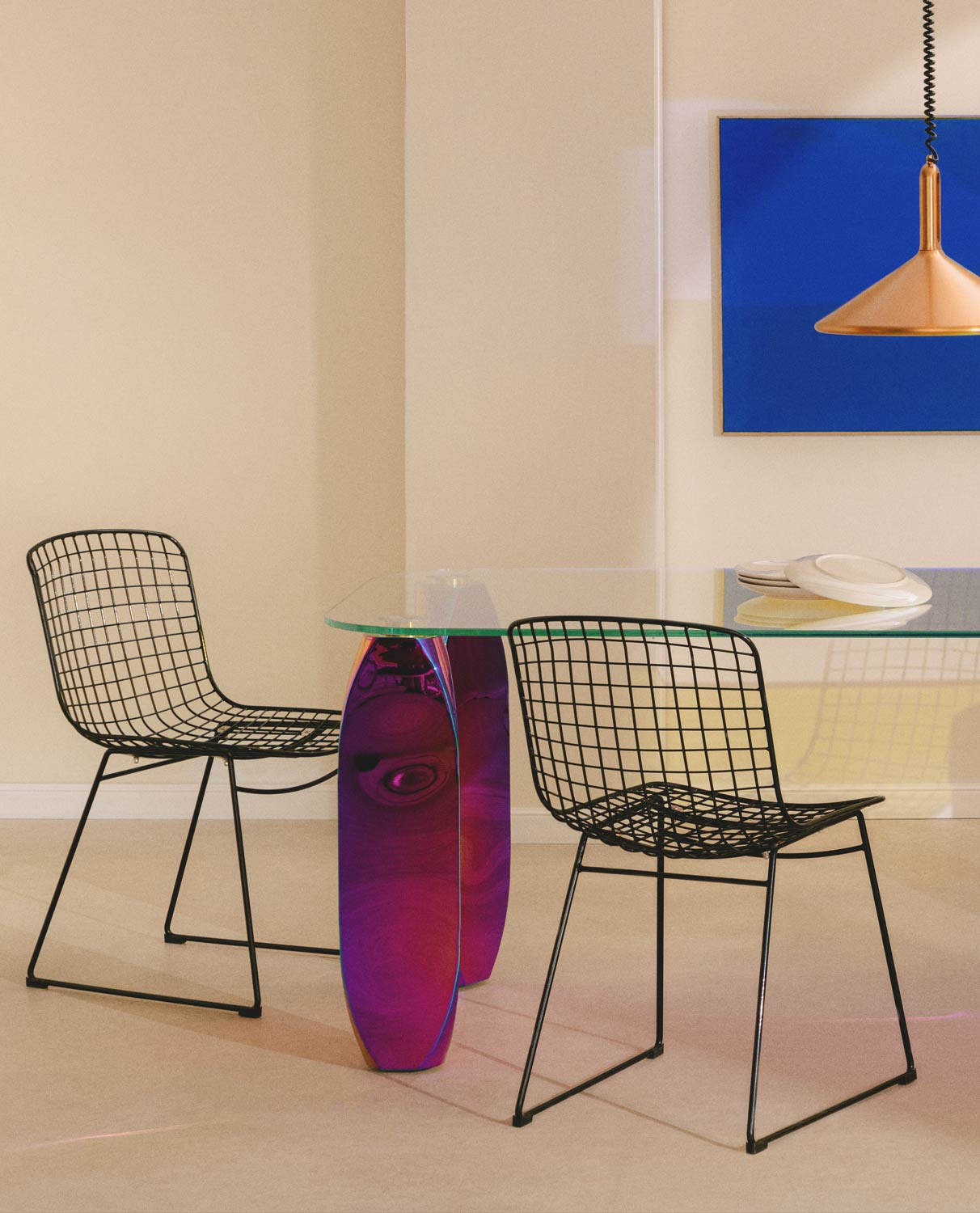 Pack 2 Steel Dining Chairs Aras High Back Trend, gallery image 2