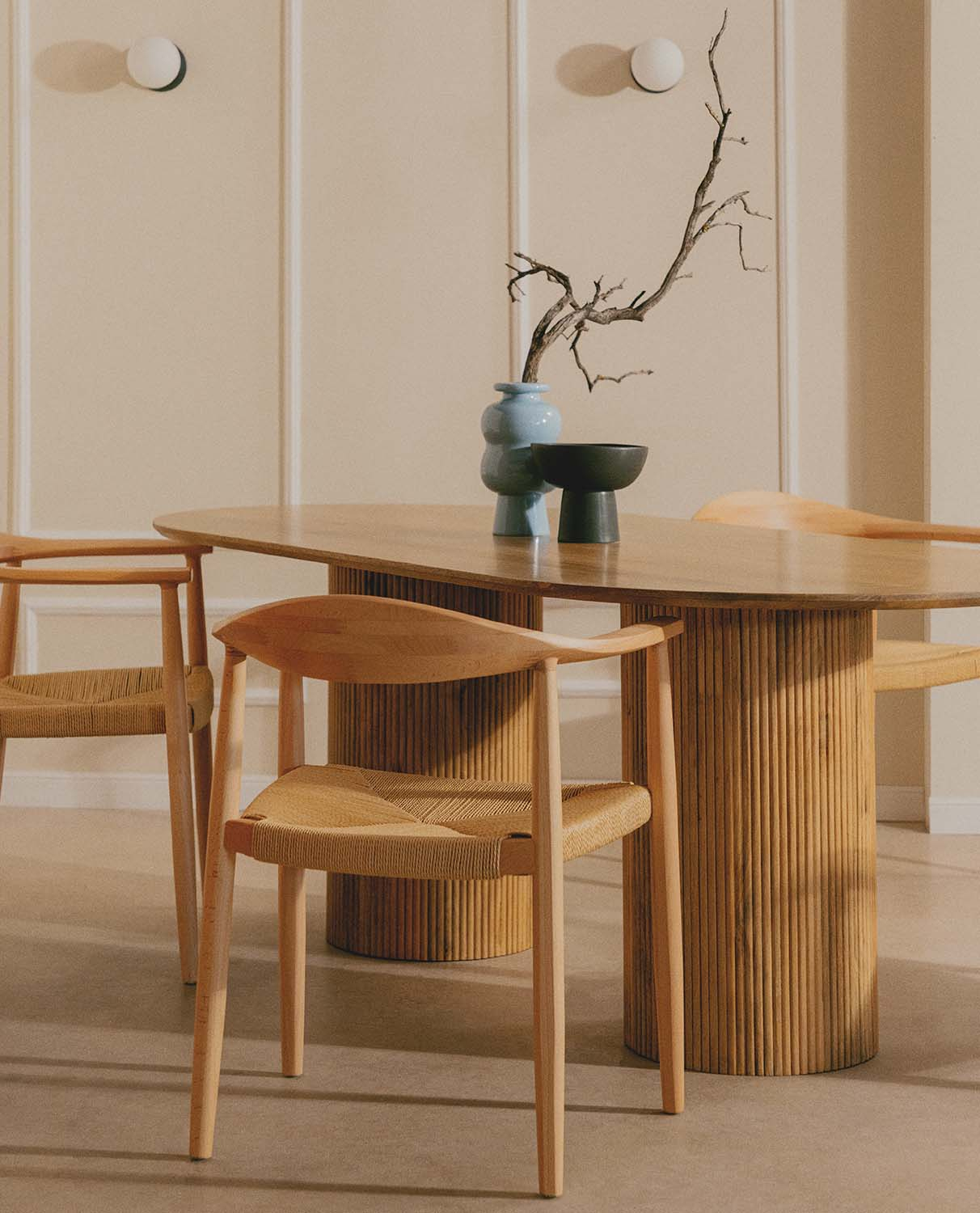 Pack 2 Dining Chairs in Beech Wood and Rope Vilno, gallery image 2