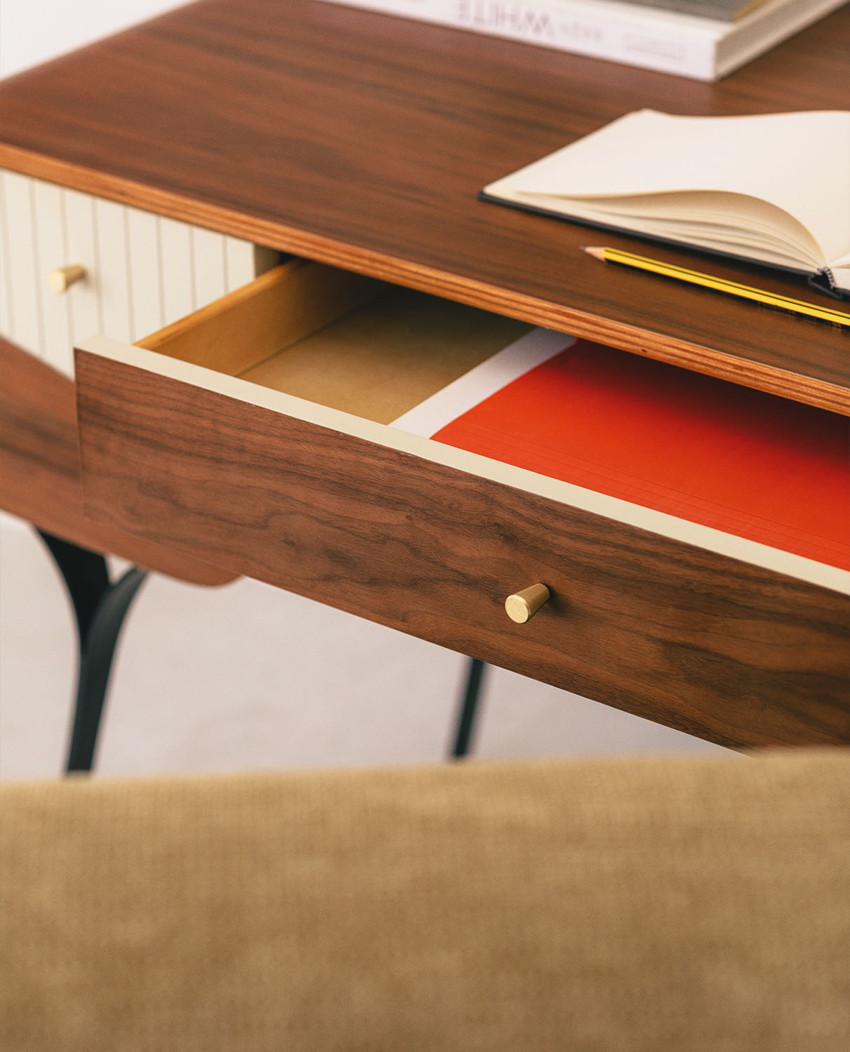 Desk with Wooden and Metal Drawers Inari