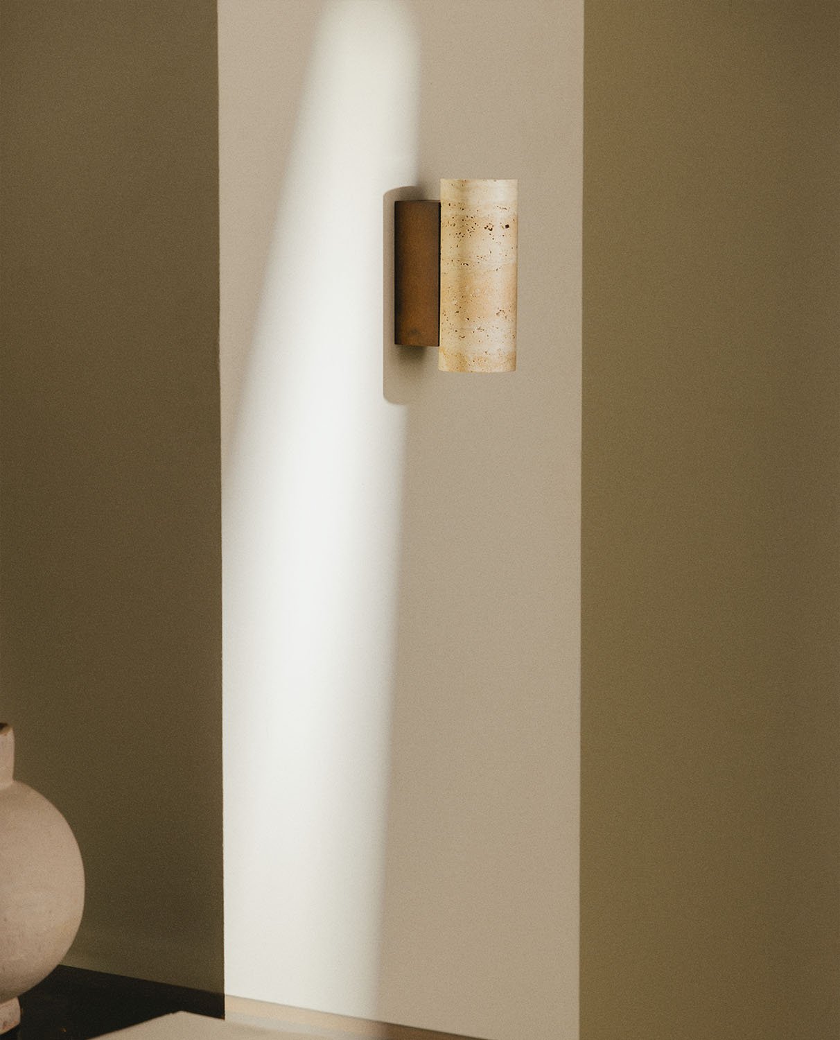 Eriel Travertine Marble Wall Sconce, gallery image 2