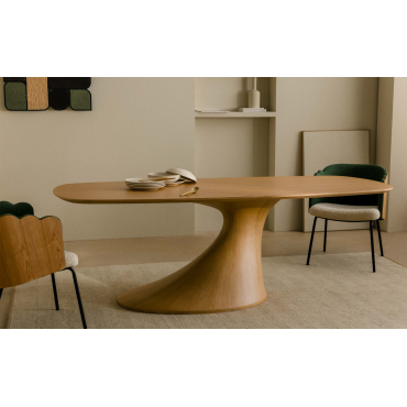 Rectangular Wood and Fiberglass Dining Table (220x100 cm) Flawas Light Wood - The Masie