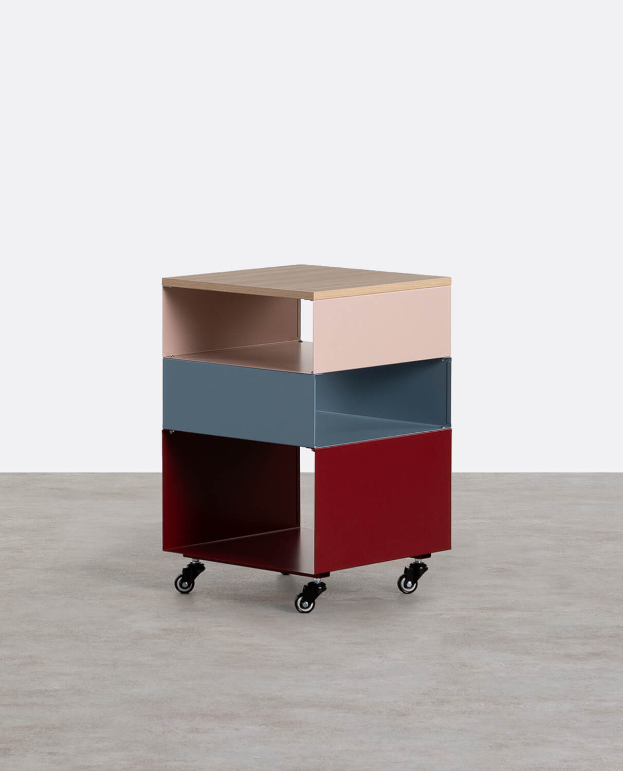 Side Table with Wheels and Metal Storage (40x40 cm) Aron, gallery image 1