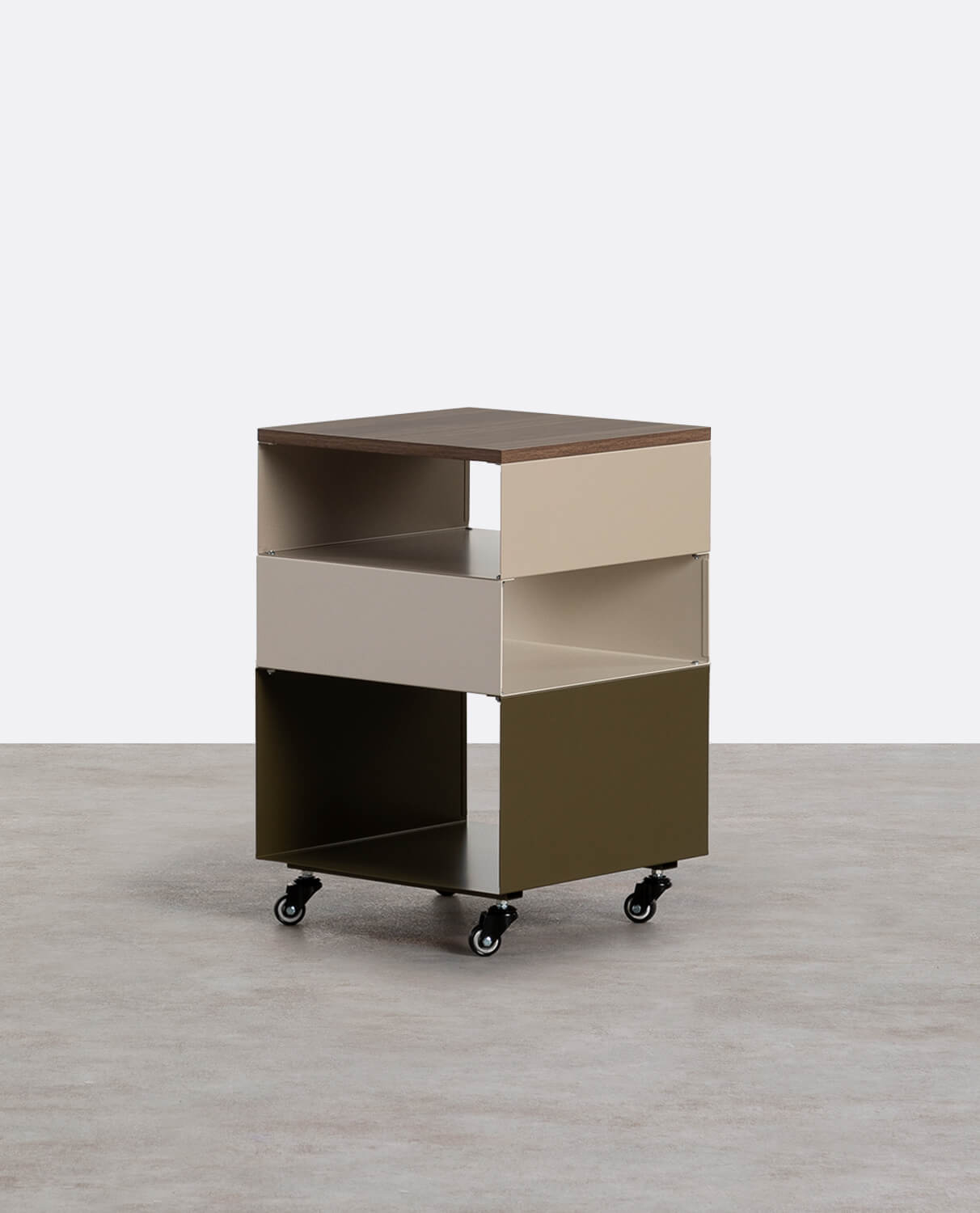 Side Table with Wheels and Metal Storage (40x40 cm) Aron, gallery image 1