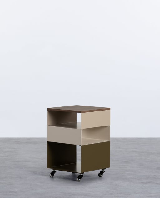 Side Table with Wheels and Metal Storage (40x40 cm) Aron