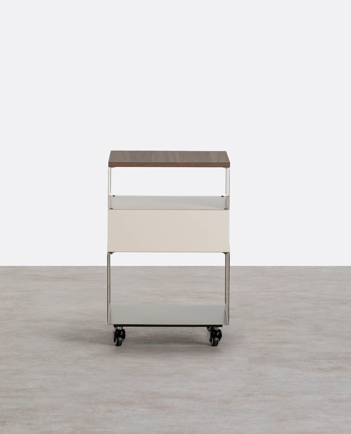 Side Table with Wheels and Metal Storage (40x40 cm) Aron, gallery image 2