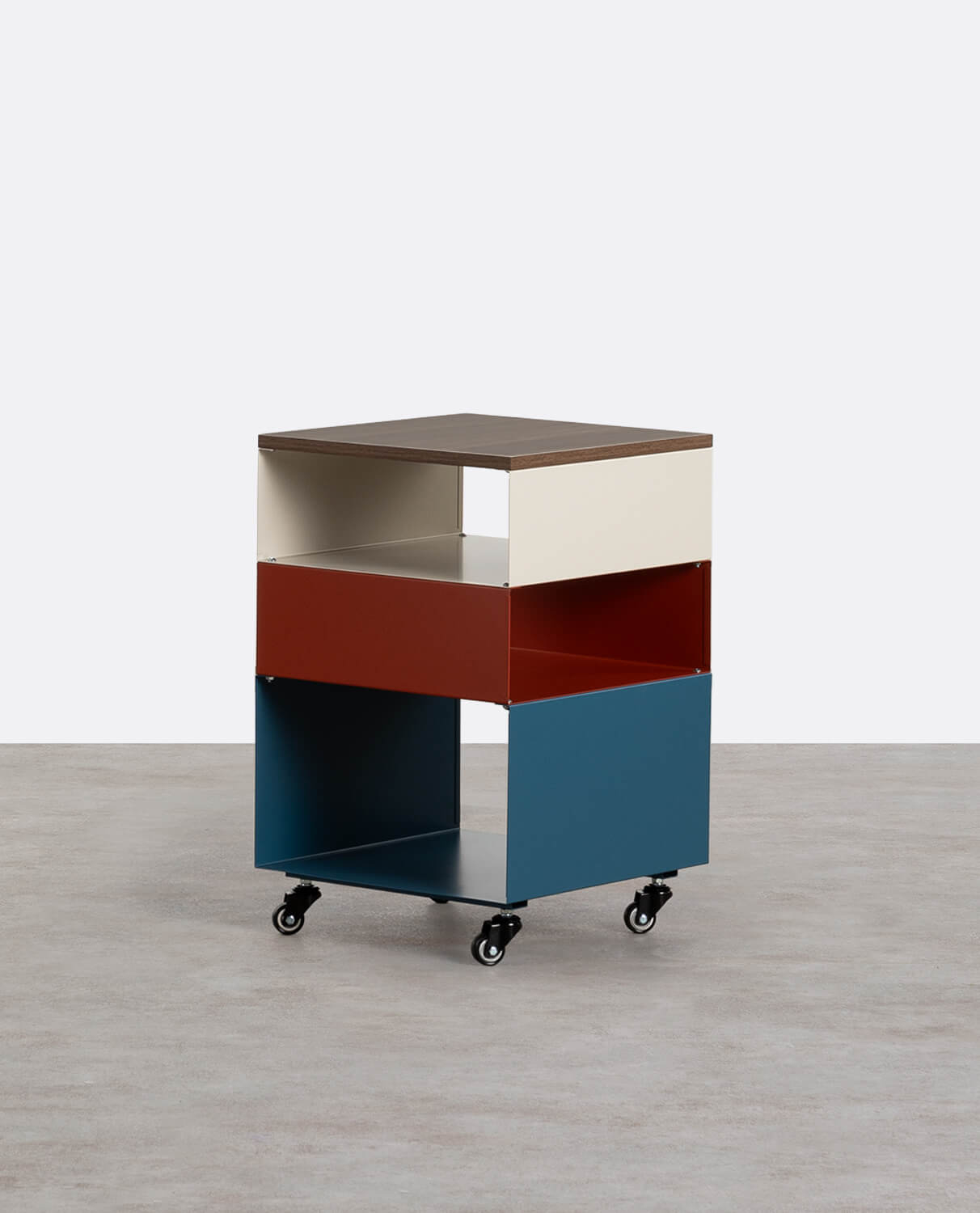 Side Table with Wheels and Metal Storage (40x40 cm) Aron, gallery image 1