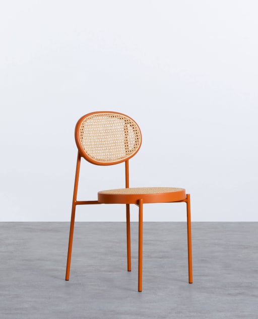 Natural Rattan and Metal Dining Chair Vili