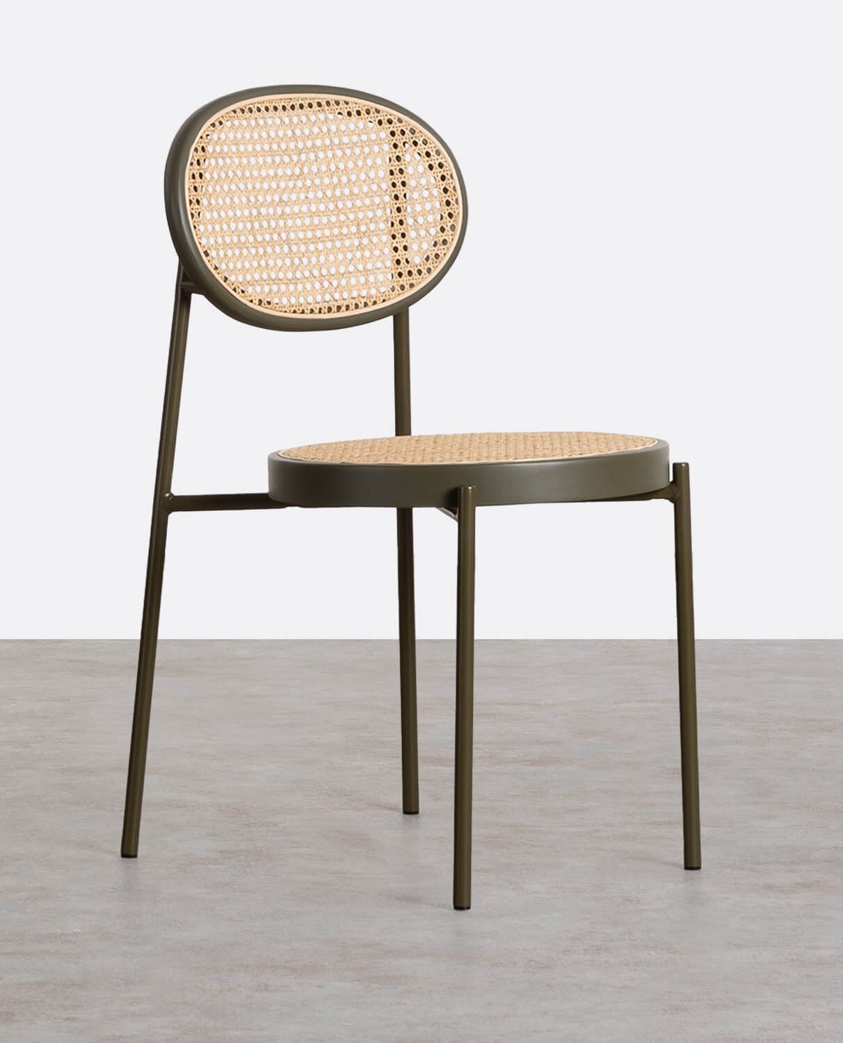 Pack 4 Dining Chairs in Natural Rattan and Metal Vili, gallery image 1