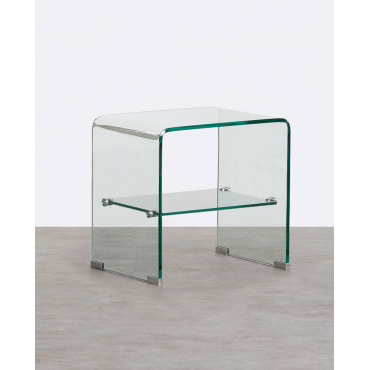 Rectangular Tempered Glass Side Table (47x36 cm) Endil Clear glass - The Masie