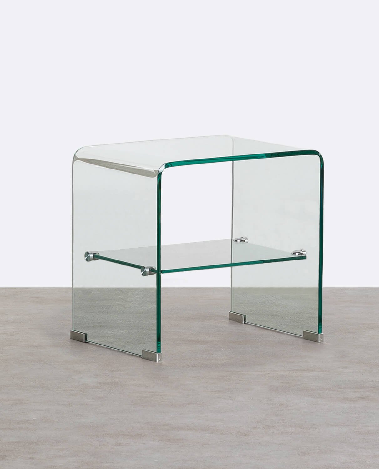 Pack of 2 Rectangular Tempered Glass Nightstands (35x45 cm) Endil, gallery image 1