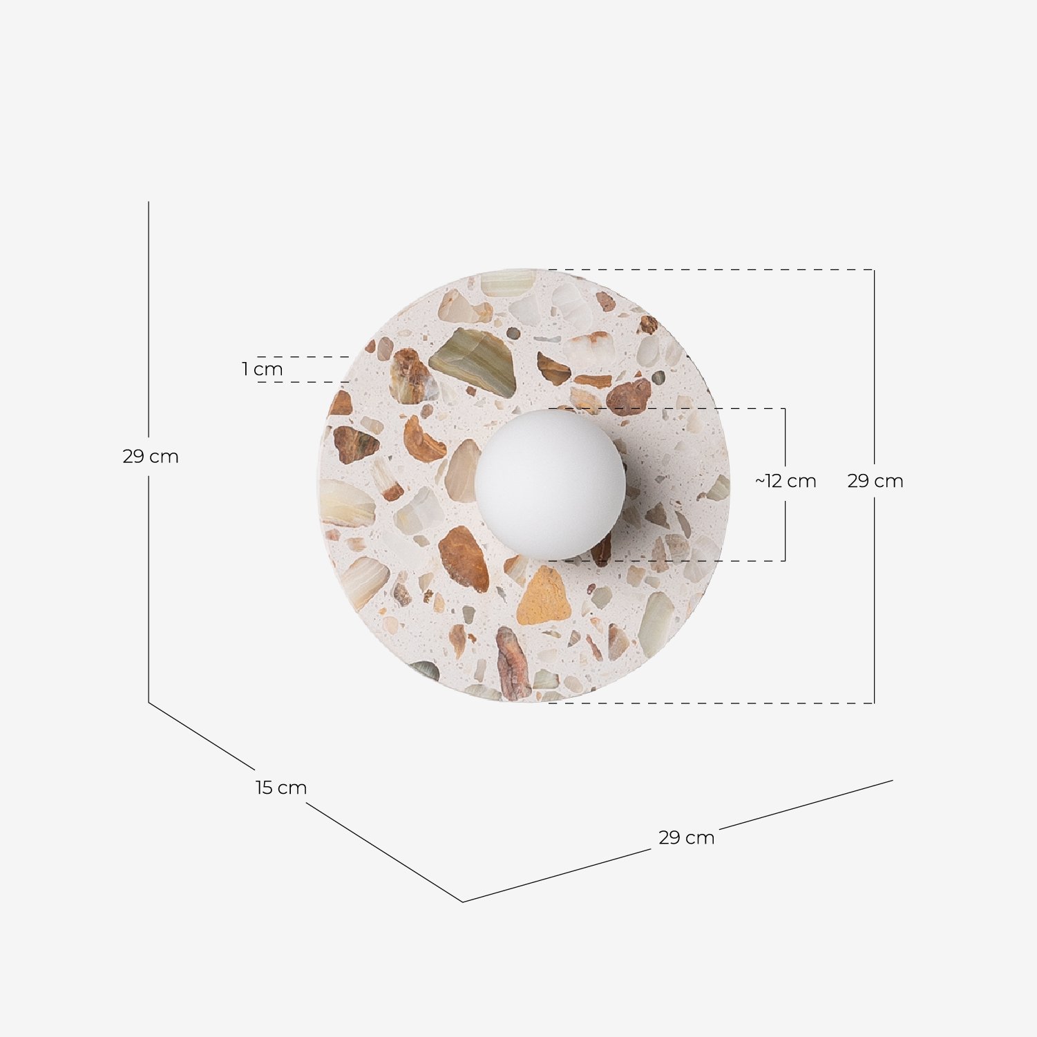Lunas Terrazzo Wall Light, measurements
