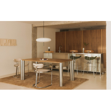 Rectangular Dining Table with Mango Wood Top (174x91 cm) Ethel Natural Mango & Brass - The Masie