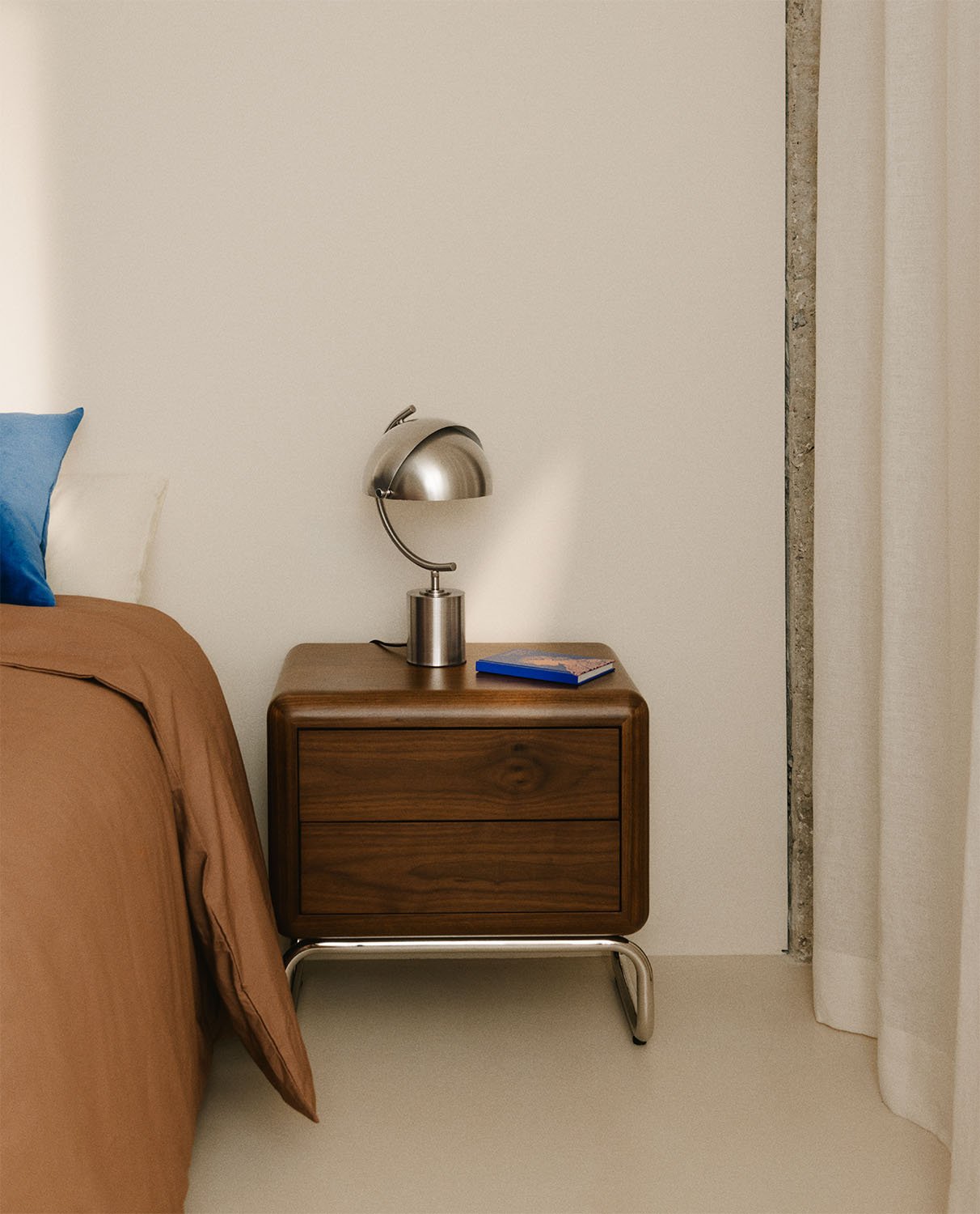 Bedside Table with Wooden and Metal Drawers (55x40 cm) Candela, gallery image 2