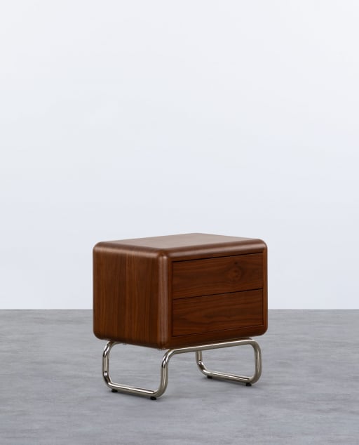 Pack of 2 Bedside Tables with Wooden and Metal Drawers (55x40 cm) Candela