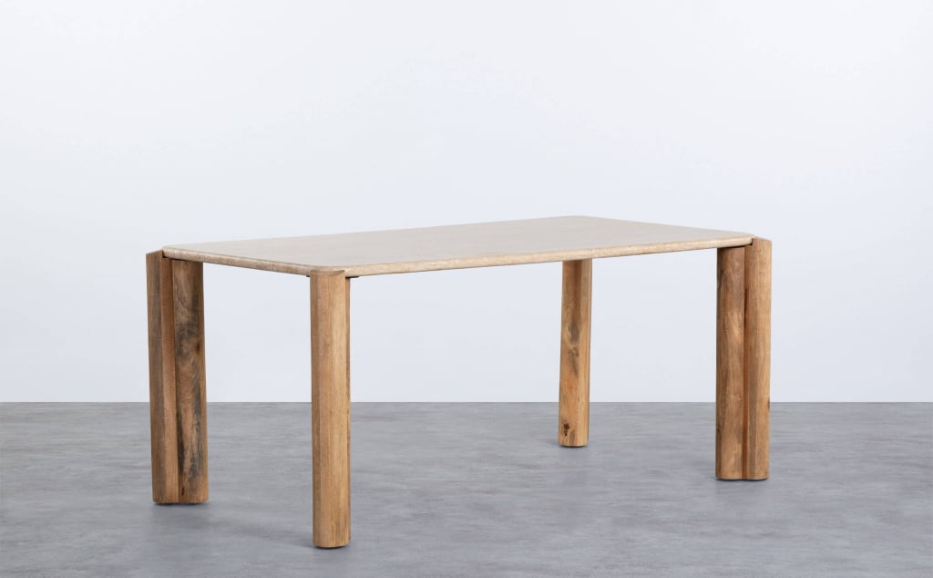 Rectangular Dining Table with Travertine Marble Top (177,5x95 cm) Ethel