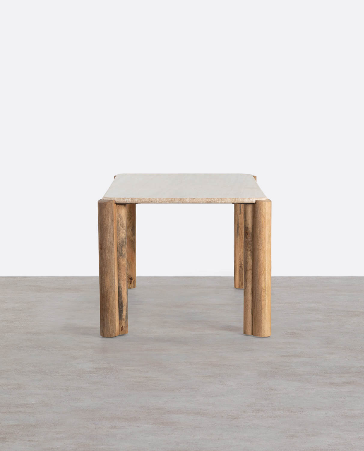 Rectangular Dining Table with Travertine Marble Top (174x91 cm) Ethel, gallery image 2