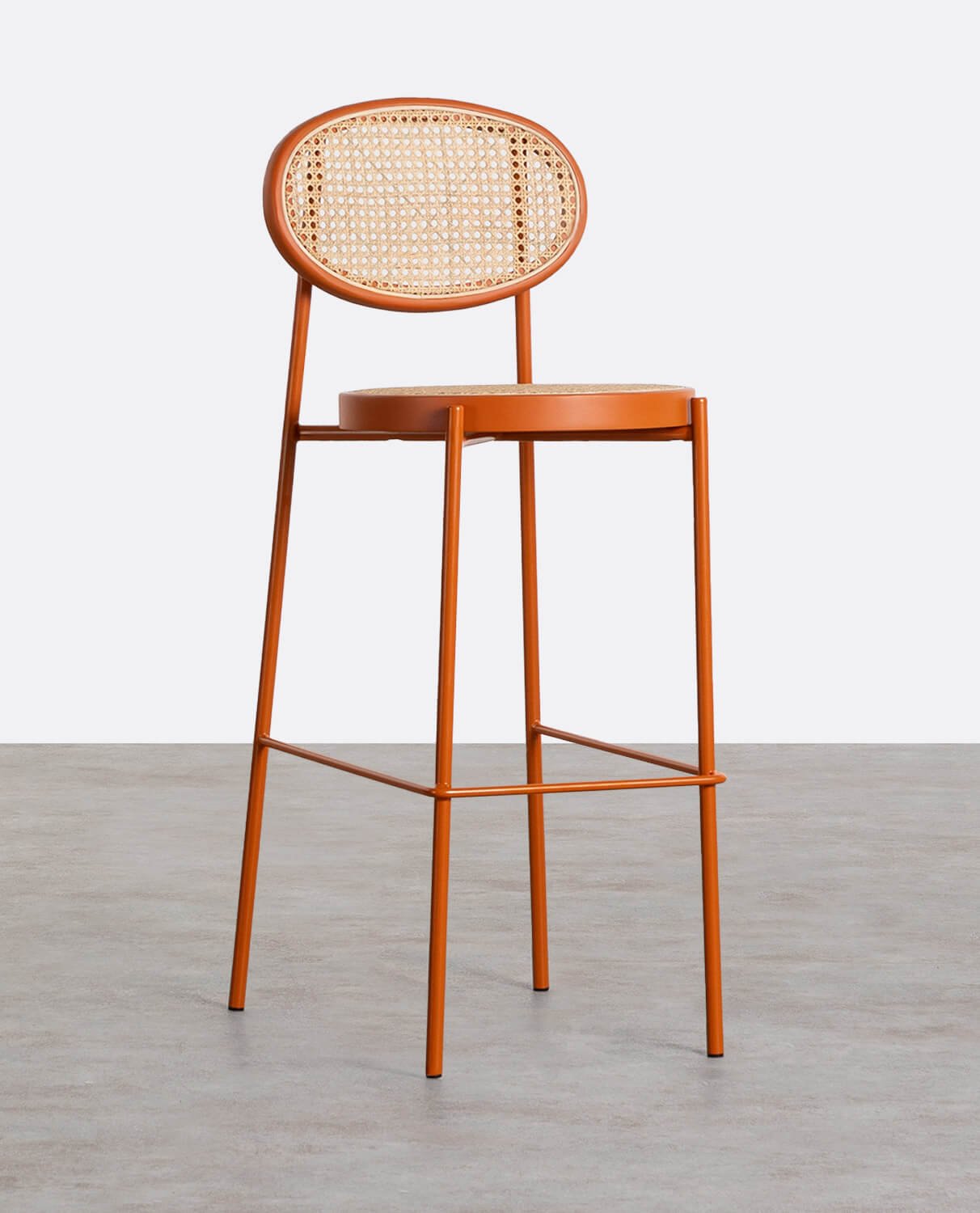 Pack of 4 High Stools in Natural Rattan and Metal (75 cm) Vili, gallery image 1