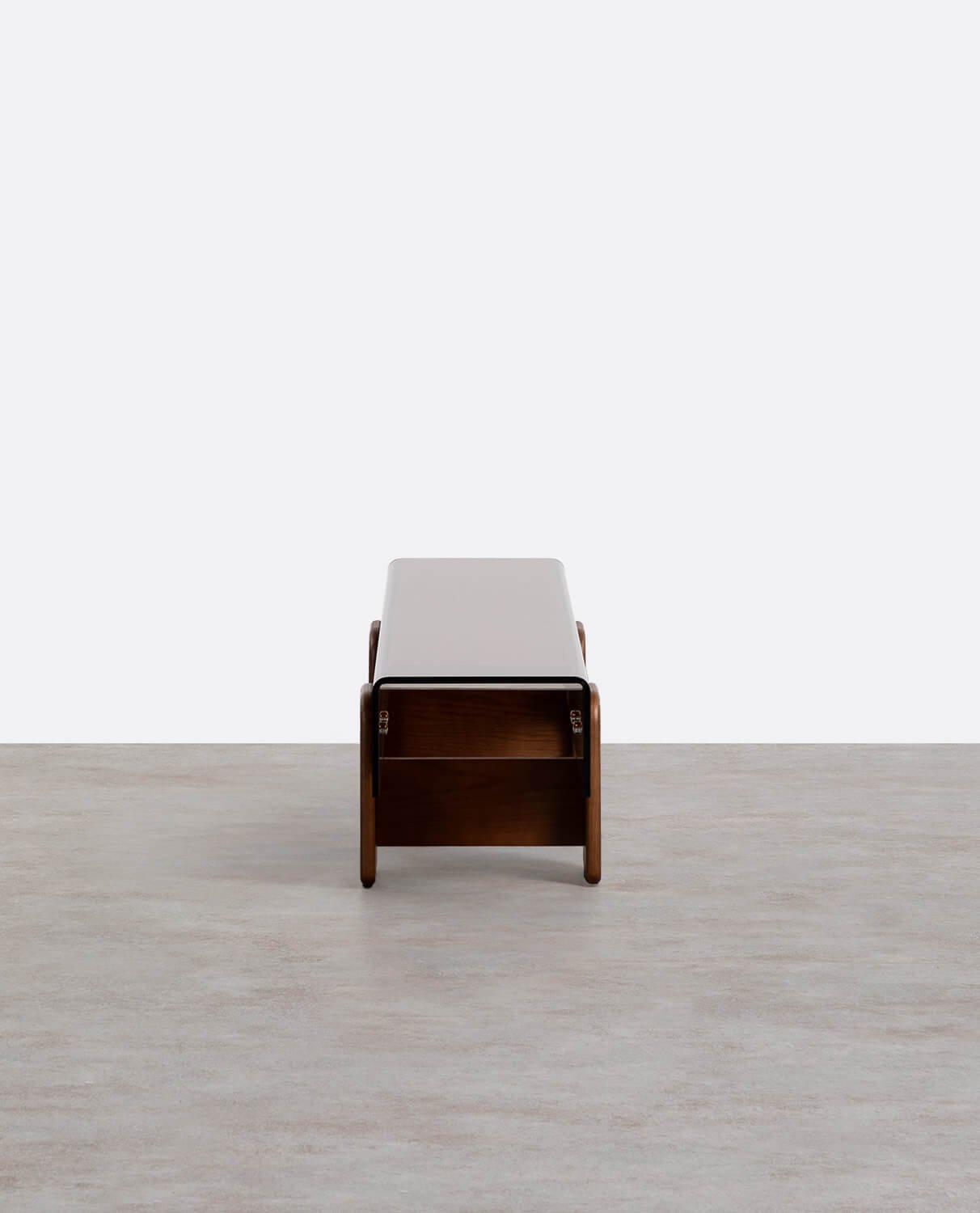 Curved Glass and Wood TV Stand Clery, gallery image 5