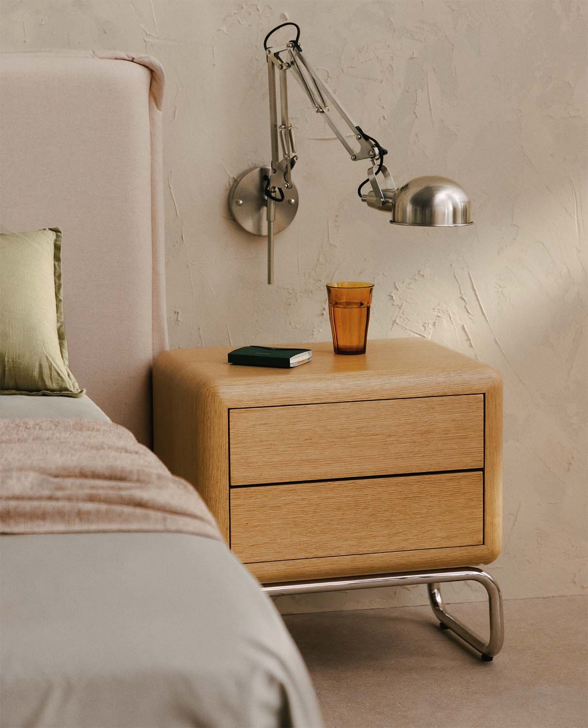 Bedside Table with Wooden and Metal Drawers (55x40 cm) Candela, gallery image 2